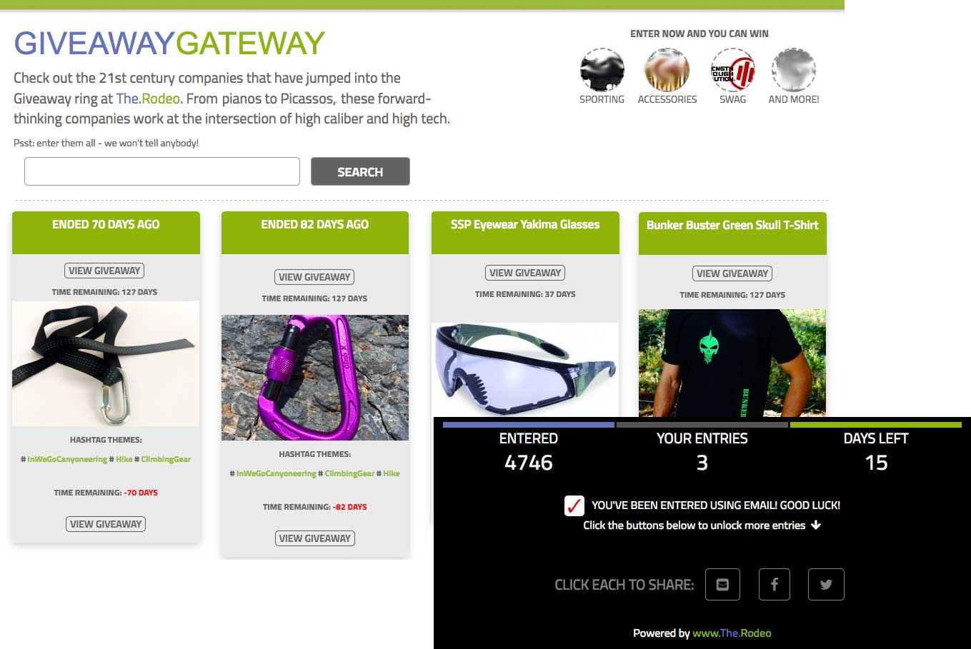 www.The.Rodeo's Giveaway Gateway Platform: The.Rodeo's display networks extends your brand's reach